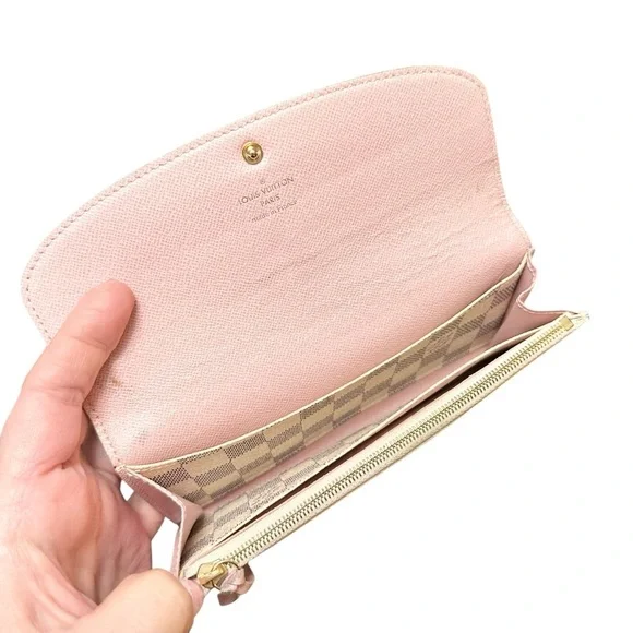 Louis Vuitton Damier Azur Ballerine Pink Leather Emilie Long Wallet - Picture 5 of 15